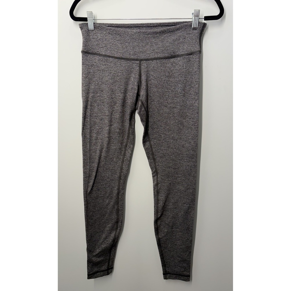 Lululemon Wunder Under High Rise Leggings Heathered Black Gray Space Dye Size 8